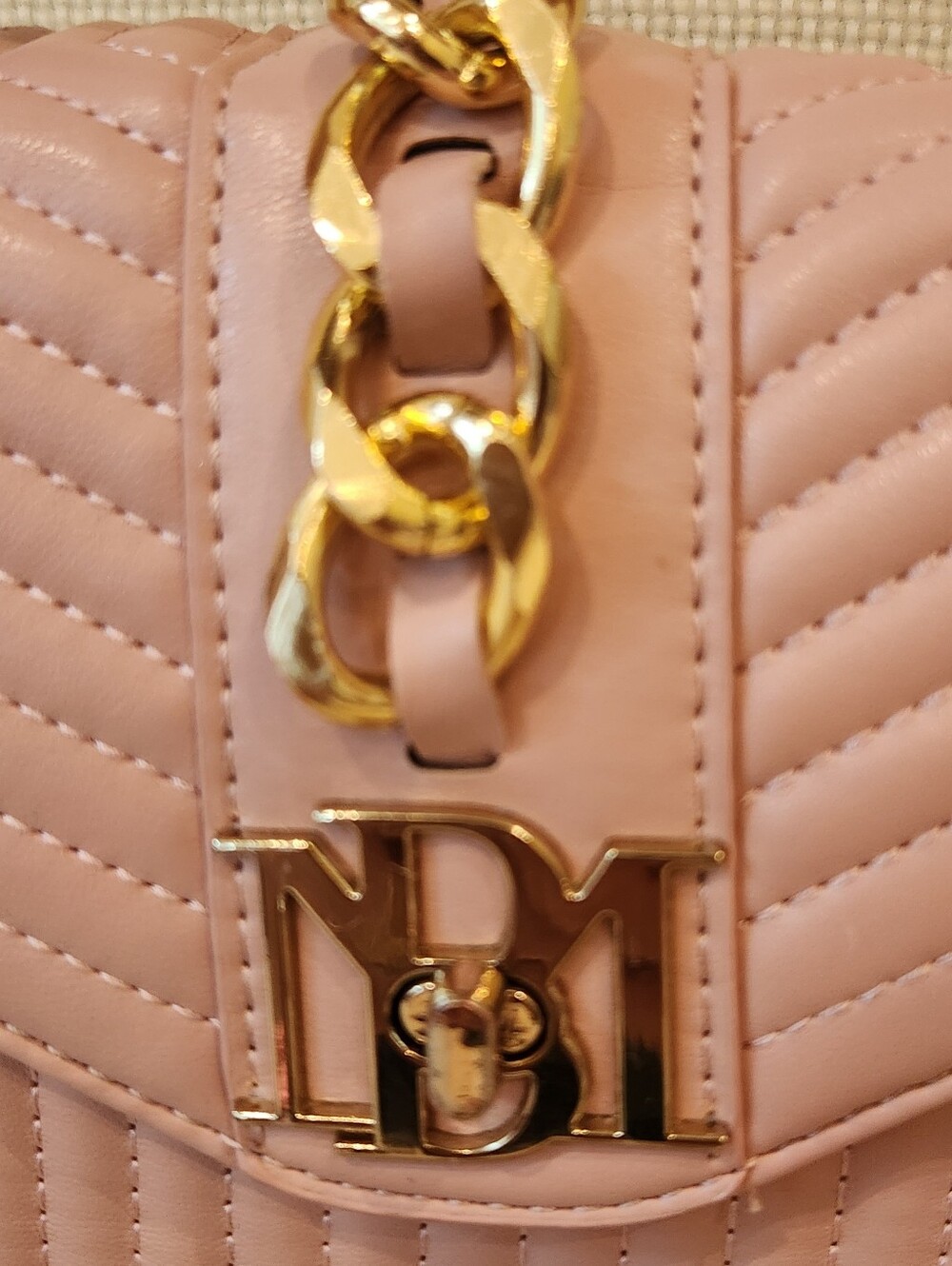 Badgley Mischka Blush Pink Quilted Crossbody Bag Flap Top Handle BM Logo - Picture 4 of 16
